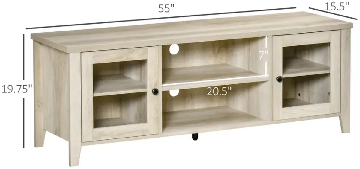 Oak TV Console: Modern Stand with Shelves for 60" Flatscreens