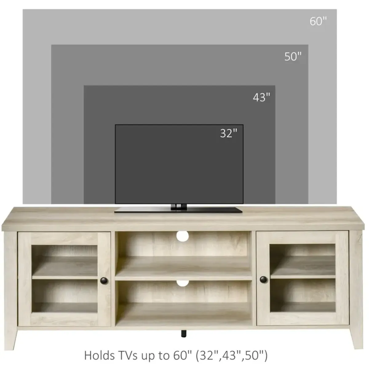 Oak TV Console: Modern Stand with Shelves for 60" Flatscreens