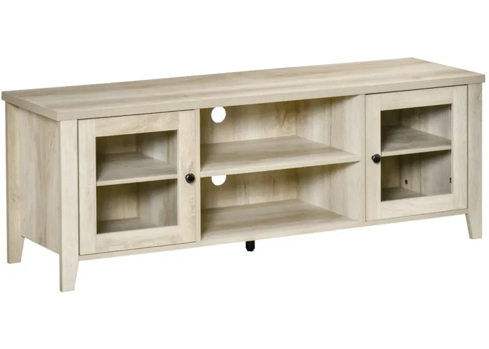 Oak TV Console: Modern Stand with Shelves for 60" Flatscreens