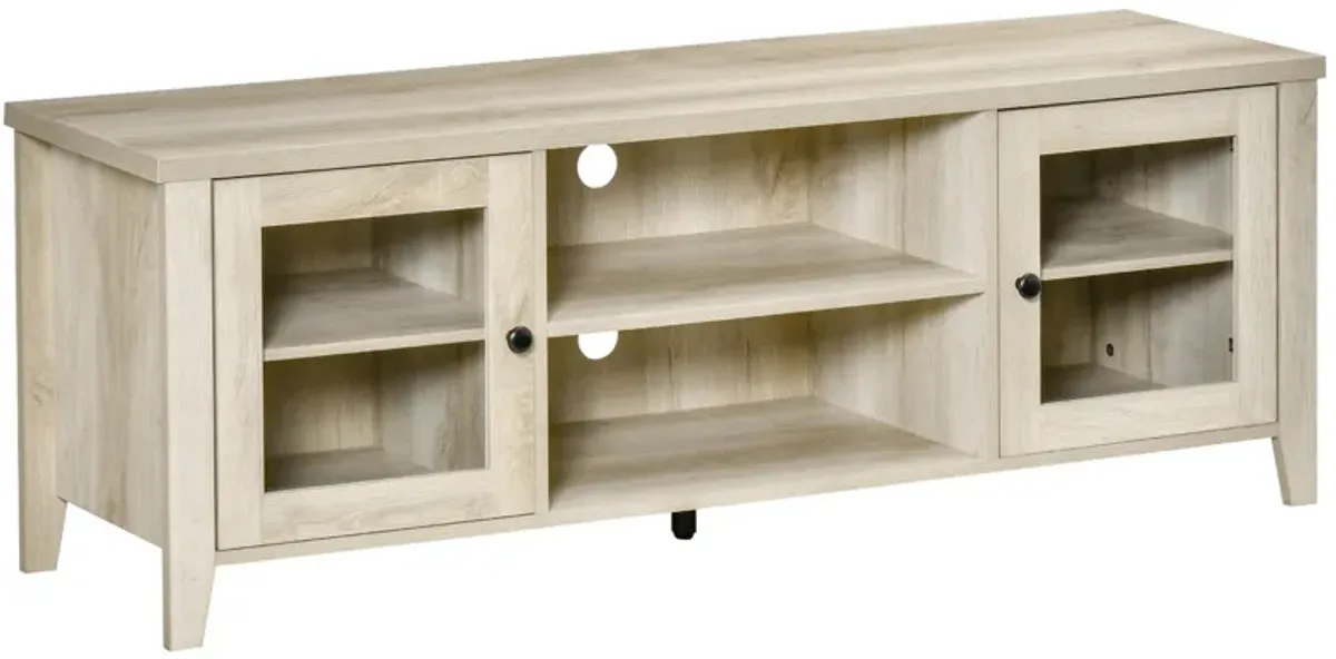 Oak TV Console: Modern Stand with Shelves for 60" Flatscreens