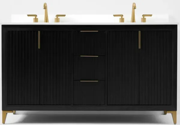 Turlington 60 in. Dark Oak Bath Vanity Set with White Quartz Vanity Top and White Undermount Basin