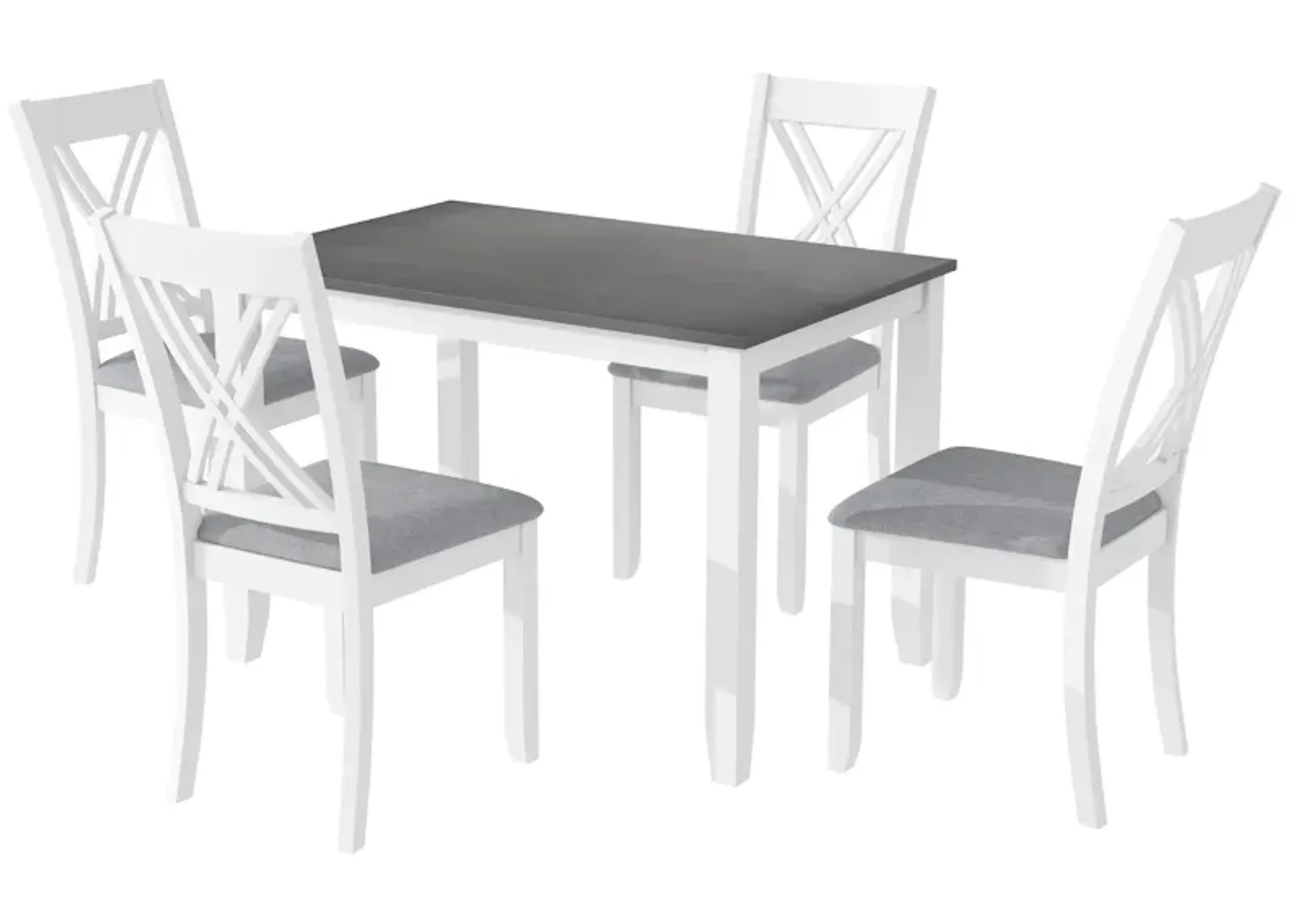 Rustic Minimalist Wood 5-Piece Dining Table Set With 4 Xback Chairs For Small Places