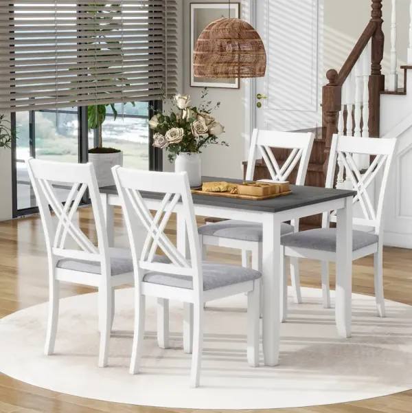 Streamdale Rustic 5-Piece Wood Dining Set for Small Spaces