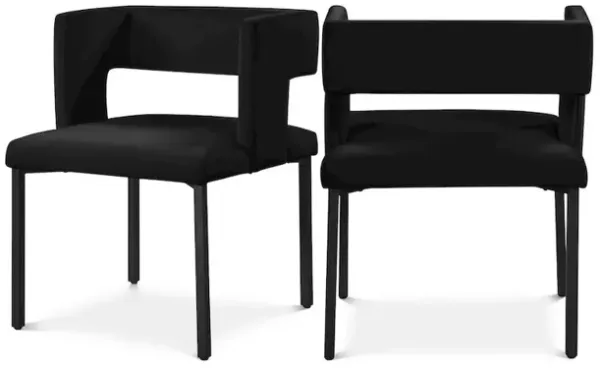 Meridian Furniture Caleb Black Velvet Dining Chair, Set of 2
