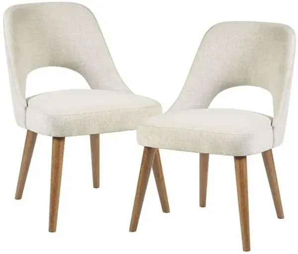 Starlight Canyon Home Beige Upholstered Side Chairs with Rubber Wood Legs – Set of 2 for Dining
