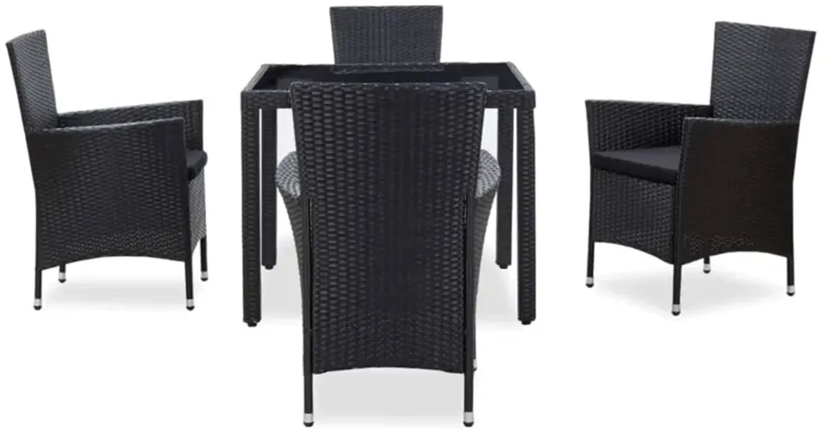 vidaXL 5 Piece Outdoor Dining Set Poly Rattan Black