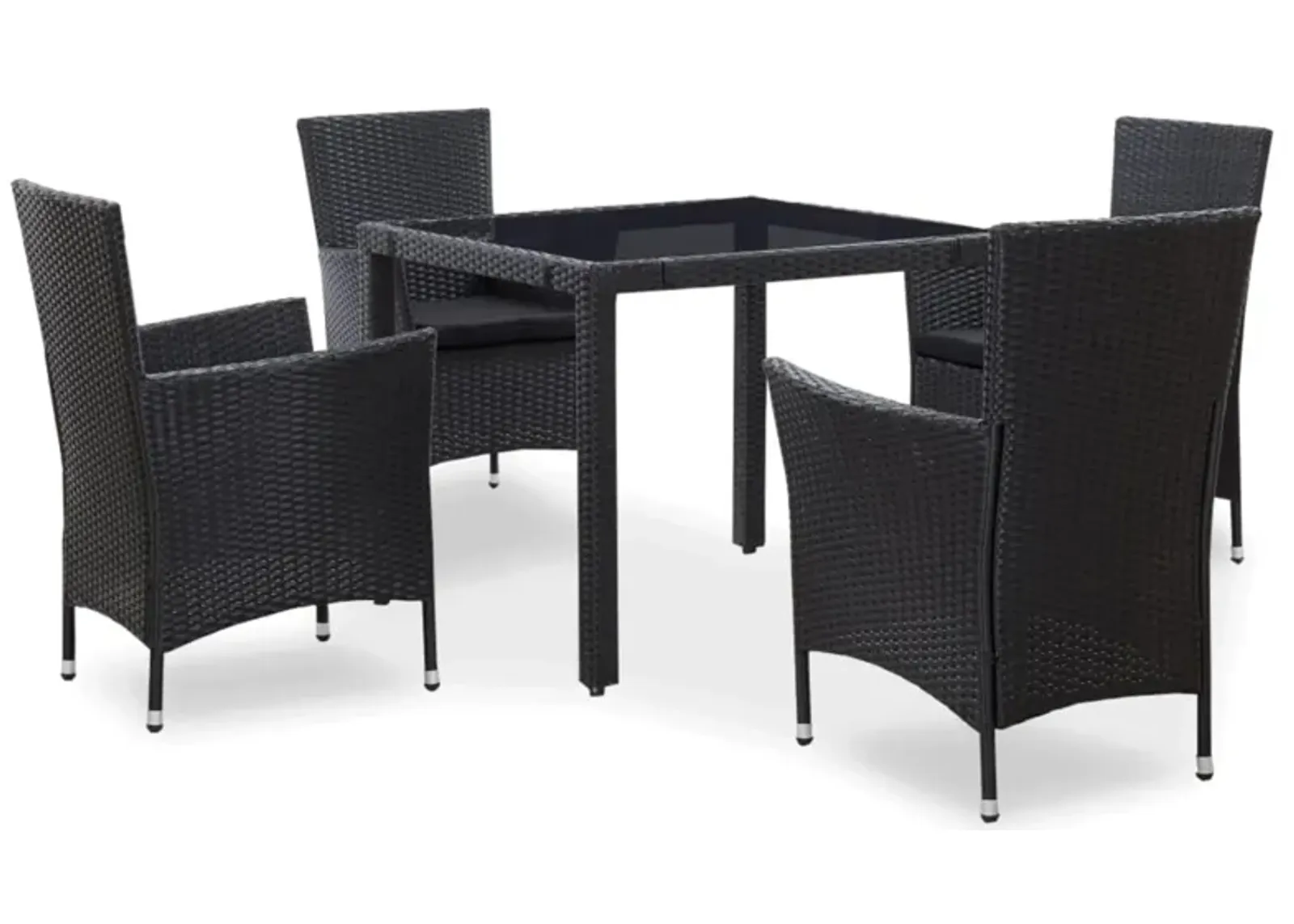 vidaXL 5 Piece Outdoor Dining Set Poly Rattan Black