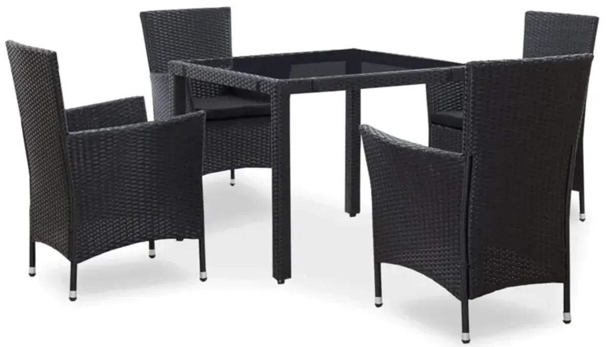 vidaXL 5 Piece Outdoor Dining Set Poly Rattan Black