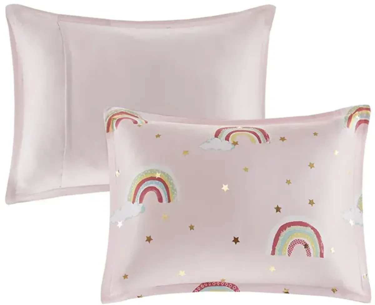 Gracie Mills Thyme Rainbow and Metallic Stars Comforter Set with Coordinating Bed Sheets