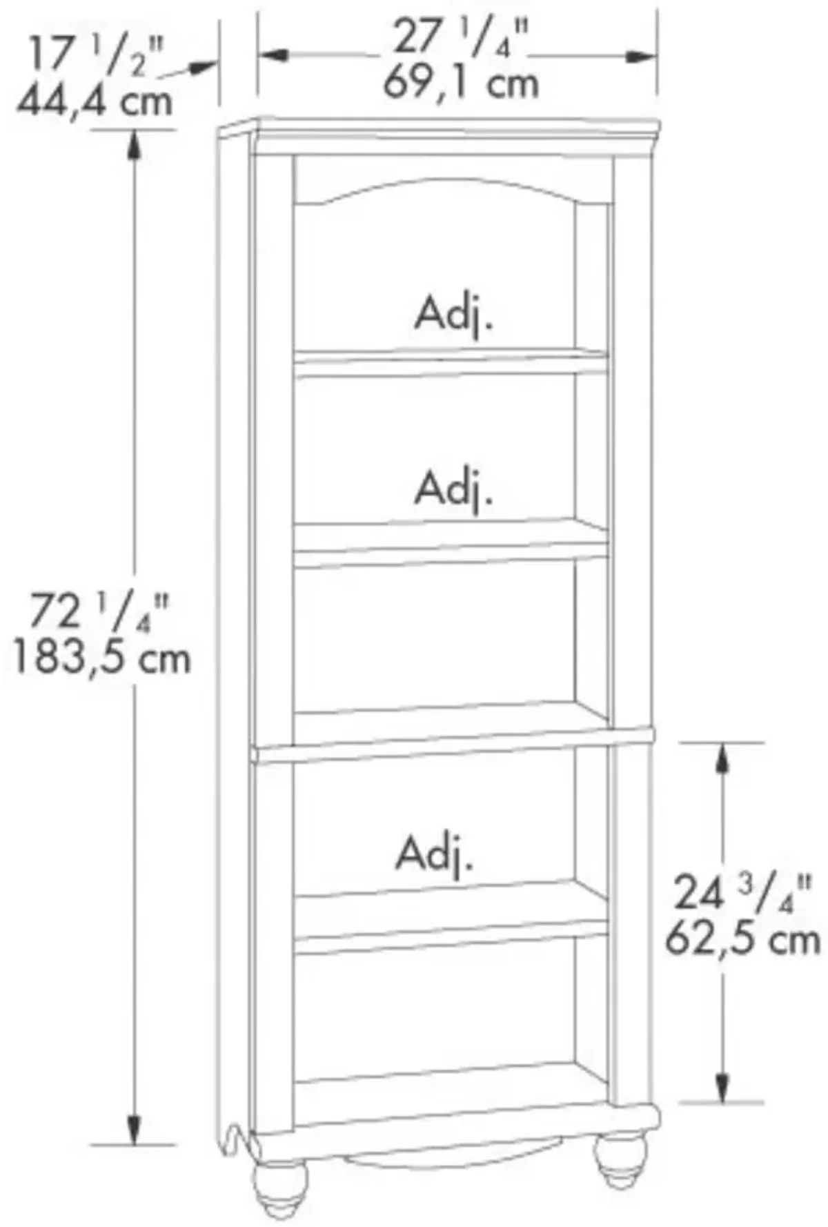 Hivvago Elegant Display Shelf Bookcase with 5 Shelves in Antique White Wood Finish