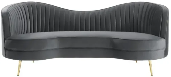 Best Master Furniture Wallace Modern Velvet Loveseat with Gold Legs in Gray