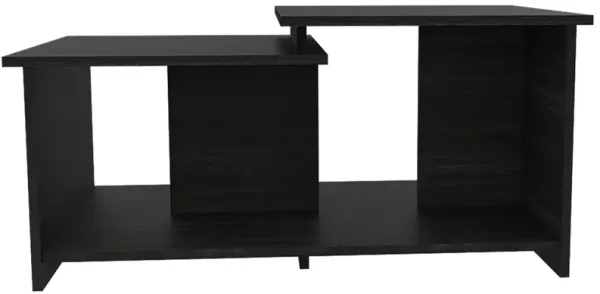 Hivvago 35 Inch Black Wood Abstract Coffee Table