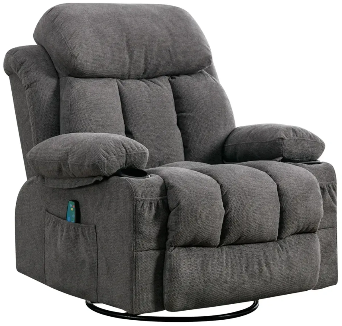 39.76 in. W Fabric Recliner with Rocking, Remote Control, Tufted and Storage