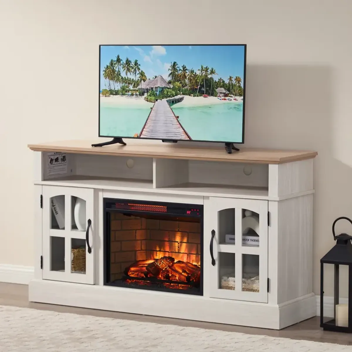 Streamdale 58" Fireplace TV Stand with 23" Electric Fireplace for TVs up to 70 Inch