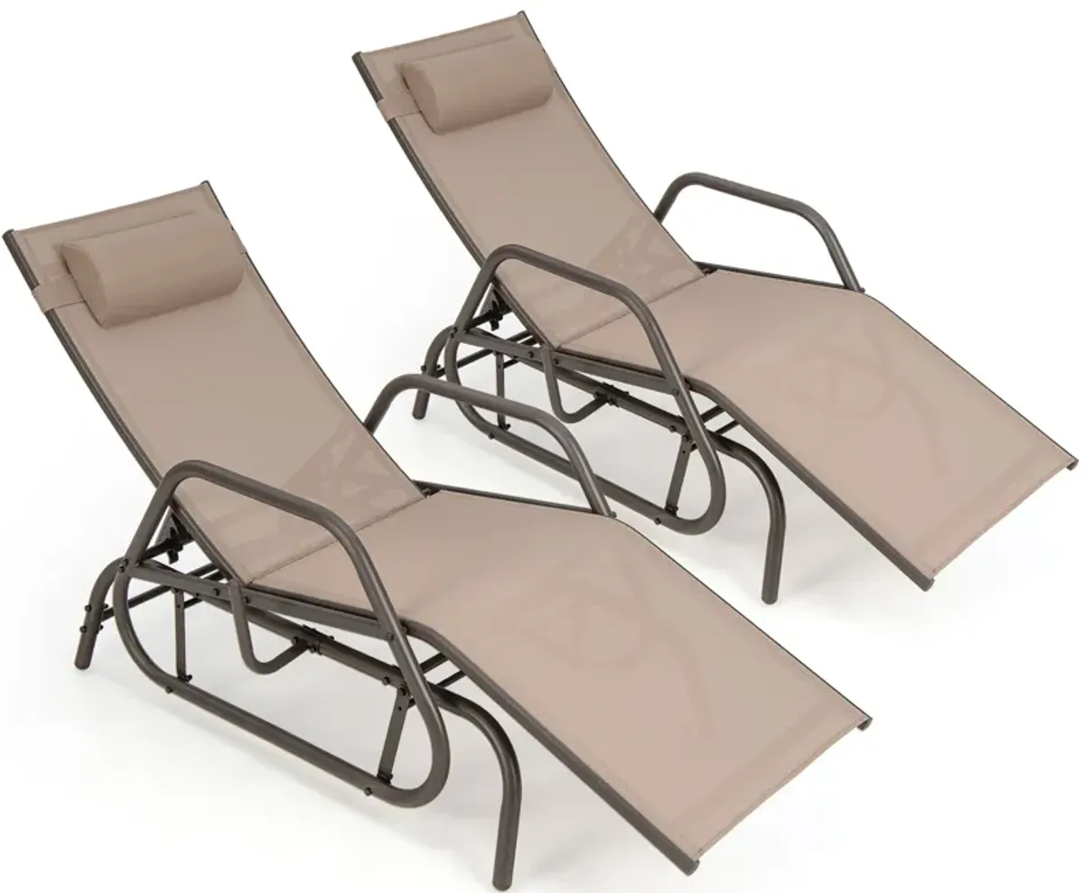 Outdoor Chaise Lounge Glider Chair with Armrests and Pillow