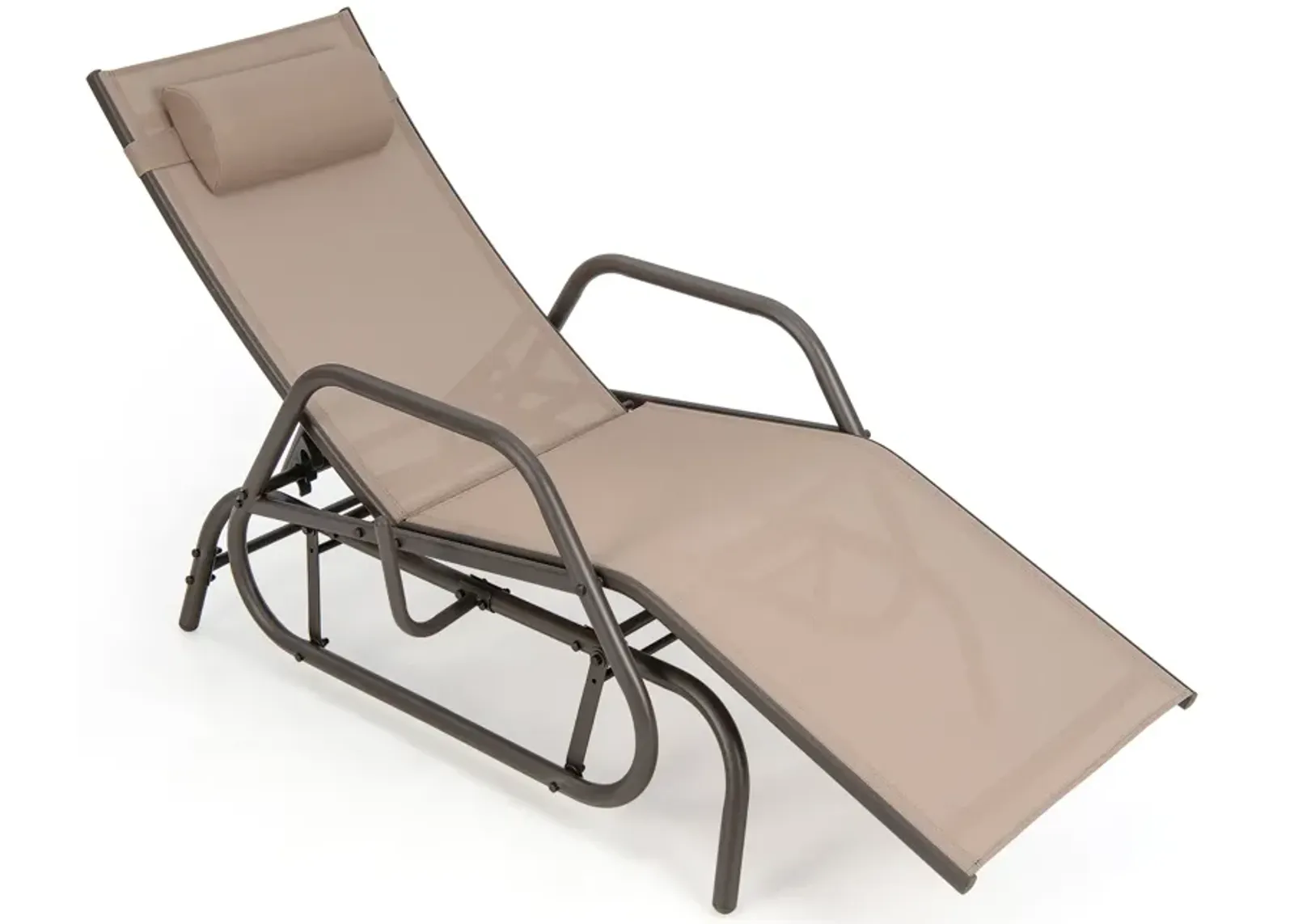 Outdoor Chaise Lounge Glider Chair with Armrests and Pillow