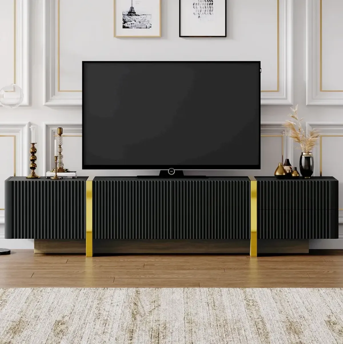 Merax Luxury Fluted Storage Cabinet TV Stand