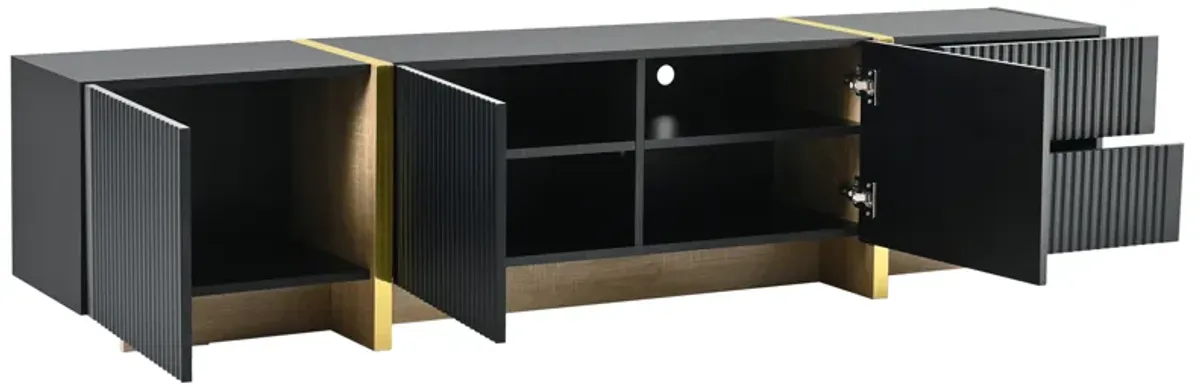 Merax Luxury Fluted Storage Cabinet TV Stand