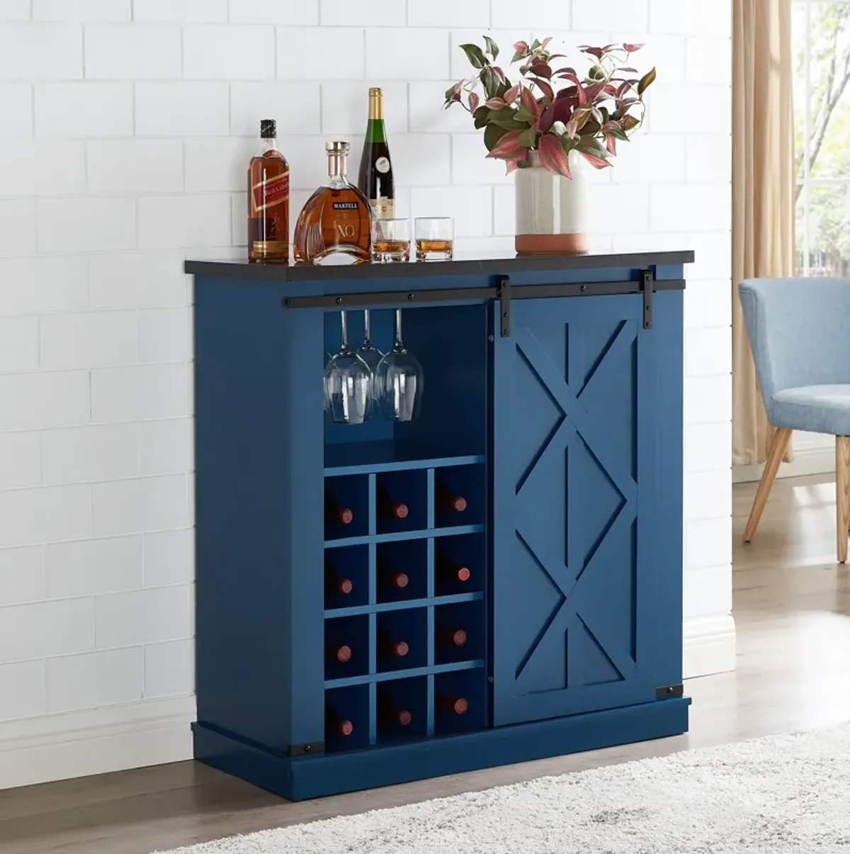 FESTIVO Rustic Wine Bar Cabinet: Space-Saving Storage Solution