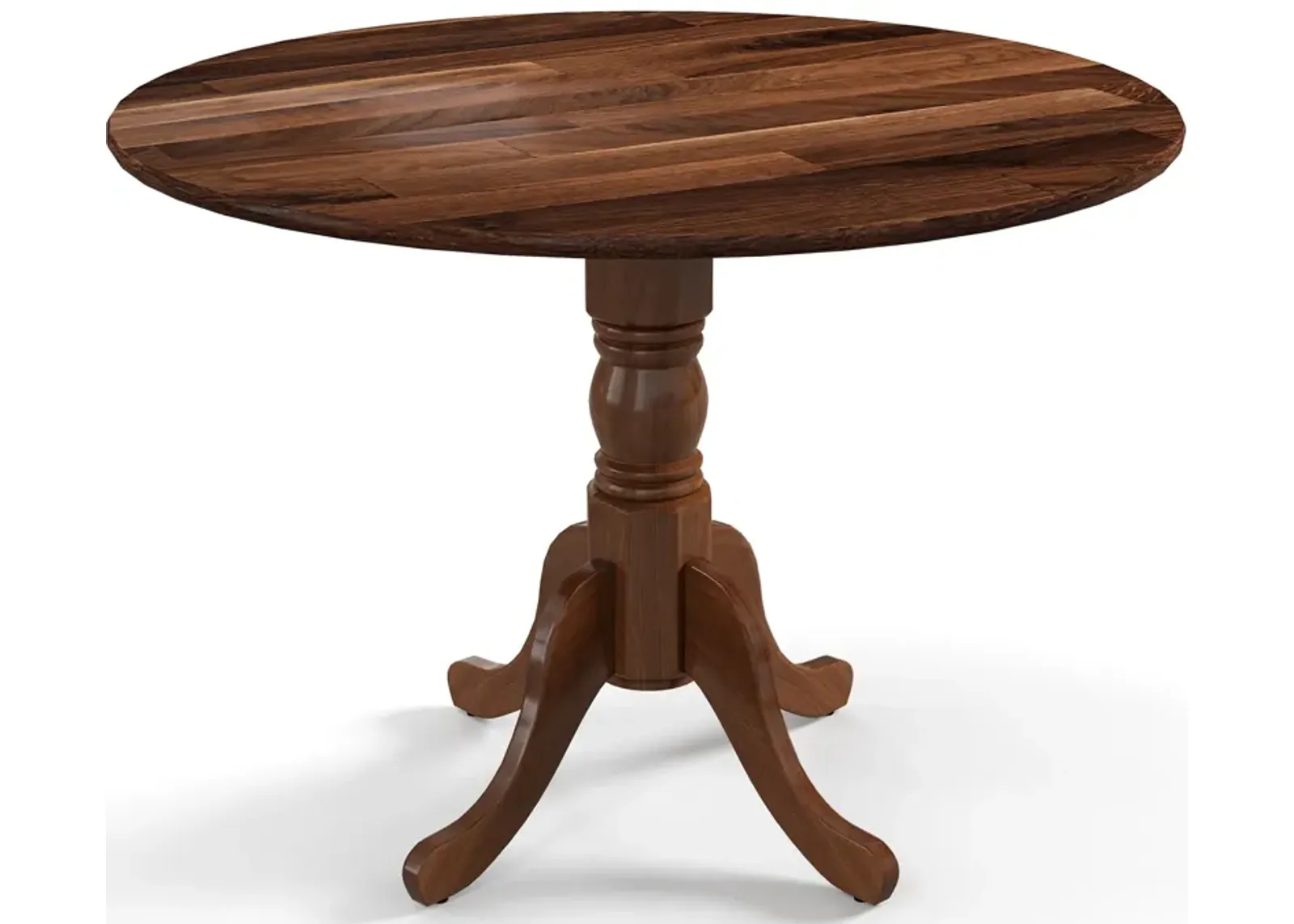 Wooden Dining Table with Round Tabletop and Curved Trestle Legs