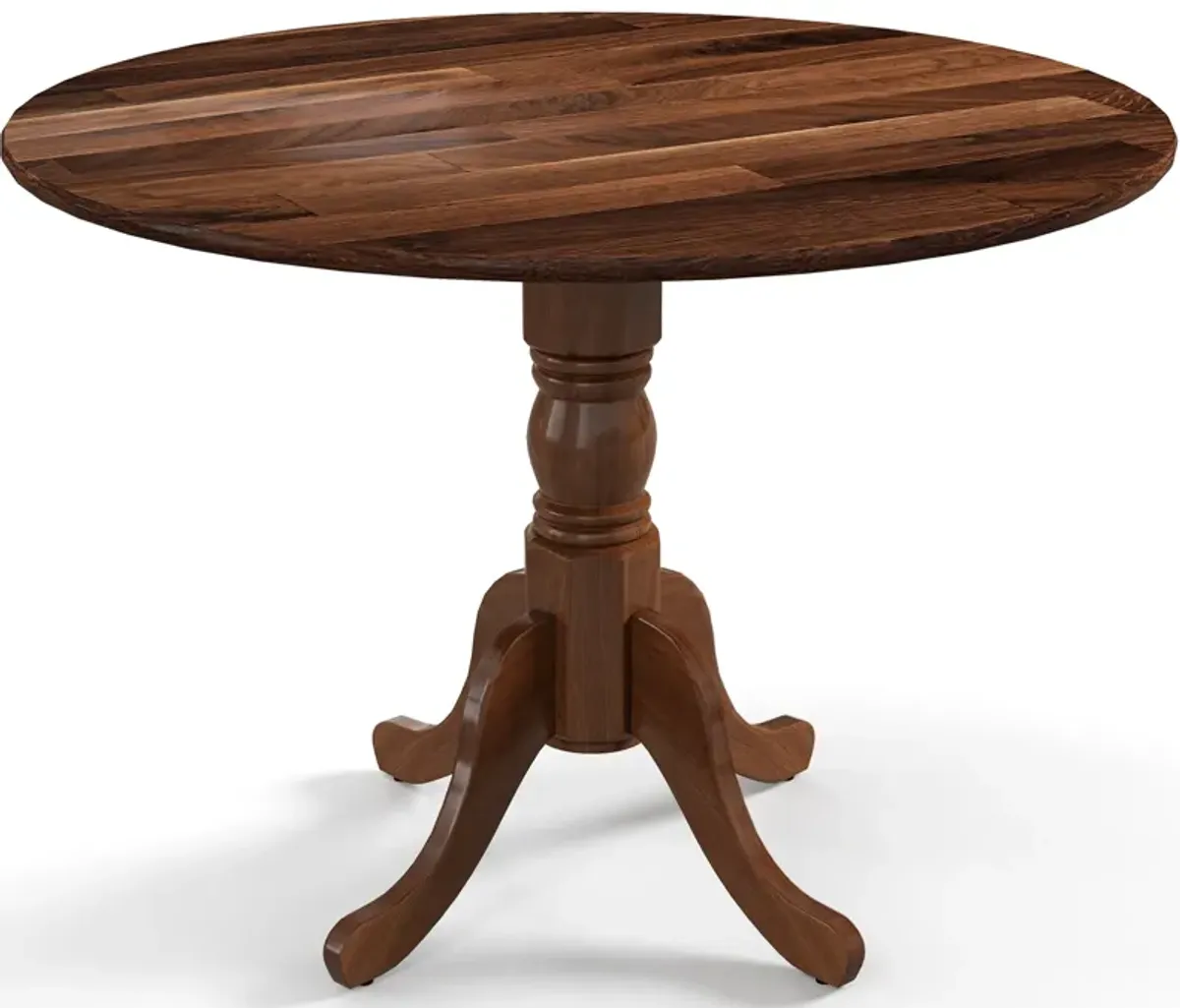 Wooden Dining Table with Round Tabletop and Curved Trestle Legs