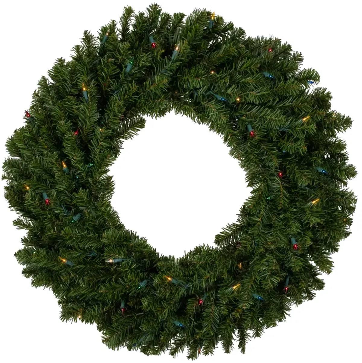 Pre-Lit Canadian Pine Artificial Christmas Wreath - 30-Inch  Multi Lights