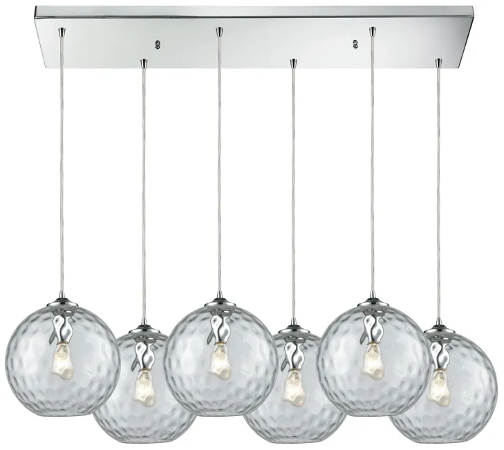 Watersphere 6 Light rectangular Pendant in Grey