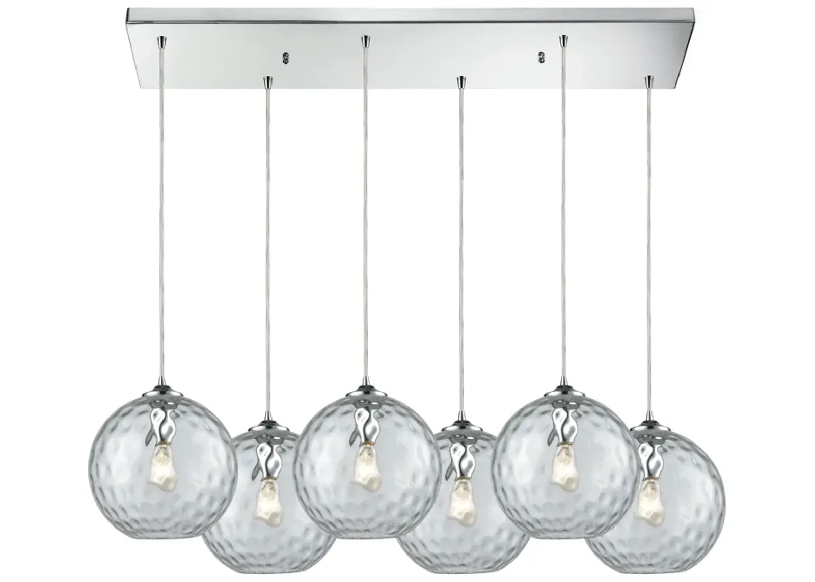 Watersphere 6 Light rectangular Pendant in Grey