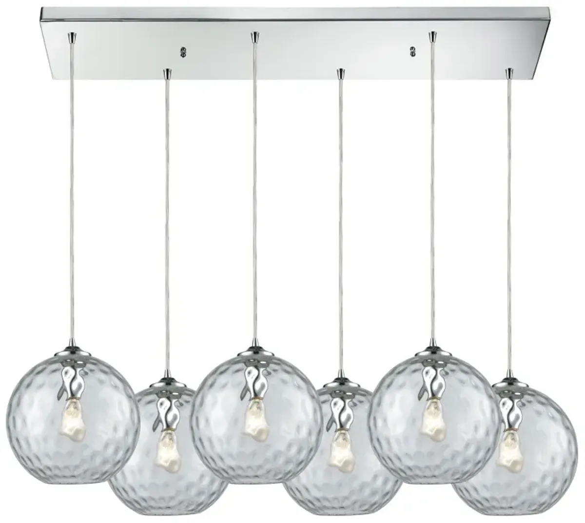 Watersphere 6 Light rectangular Pendant in Grey