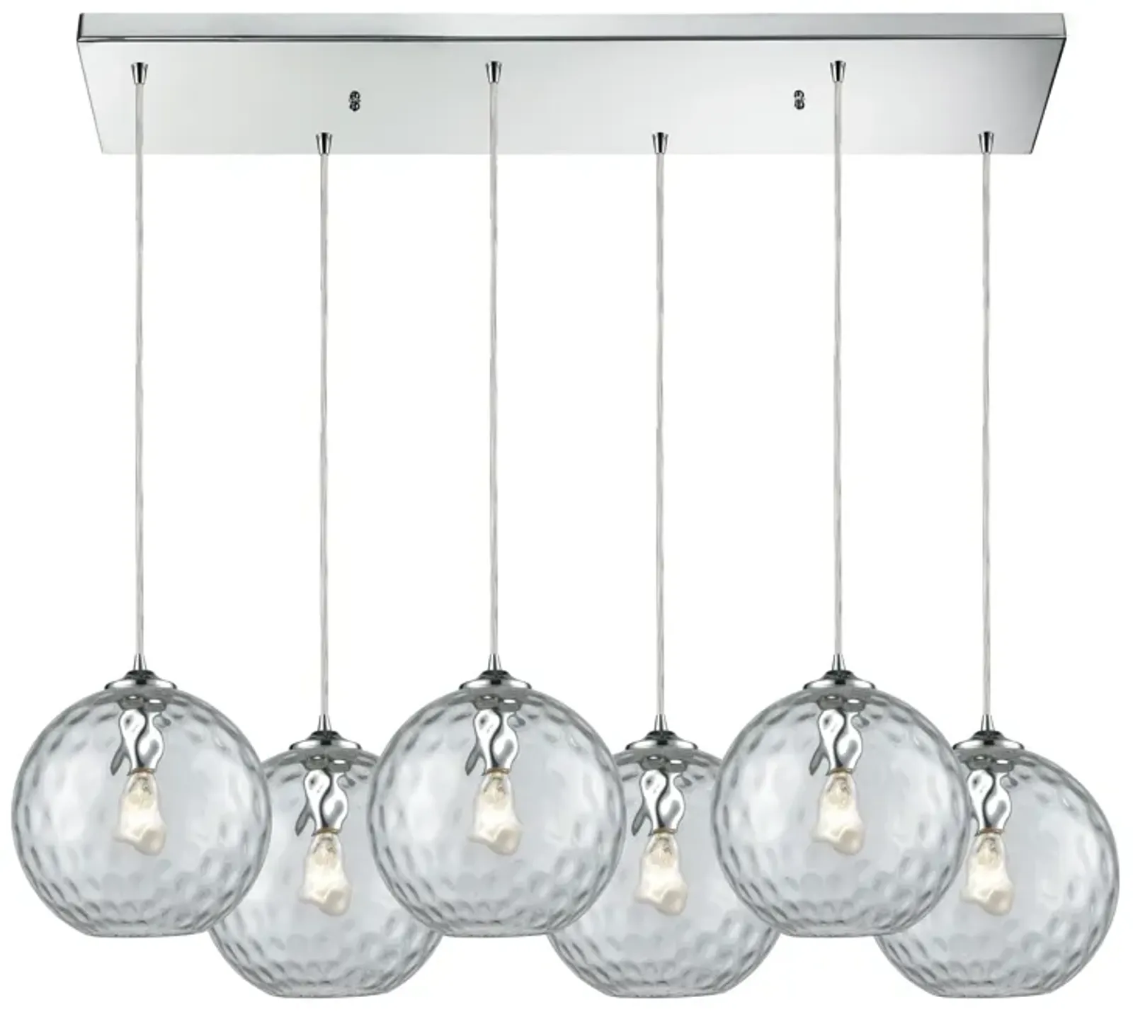 Watersphere 6 Light rectangular Pendant in Grey