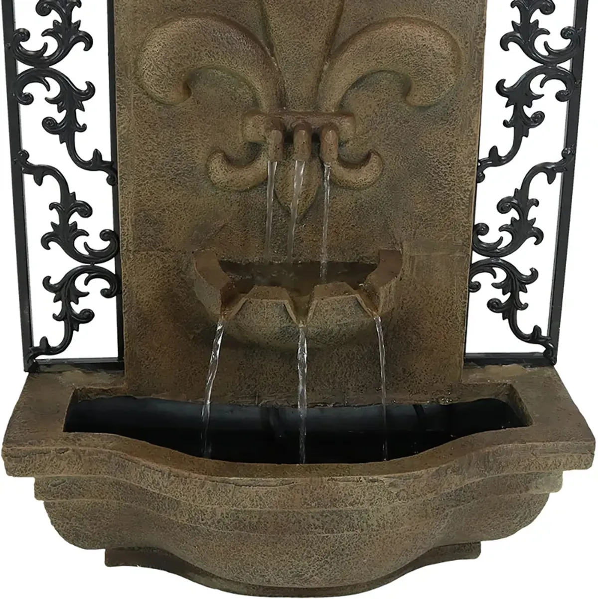 Sunnydaze French Lily Polystone Outdoor Wall Fountain