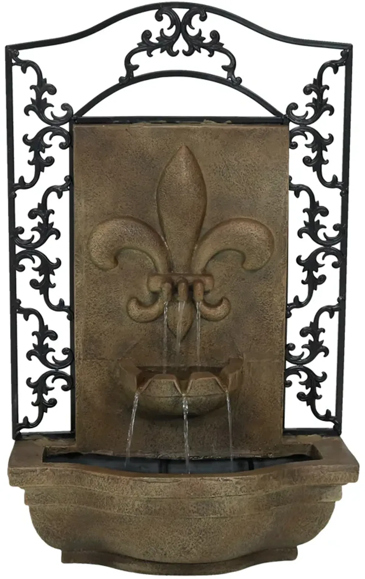 Sunnydaze French Lily Polystone Outdoor Wall Fountain