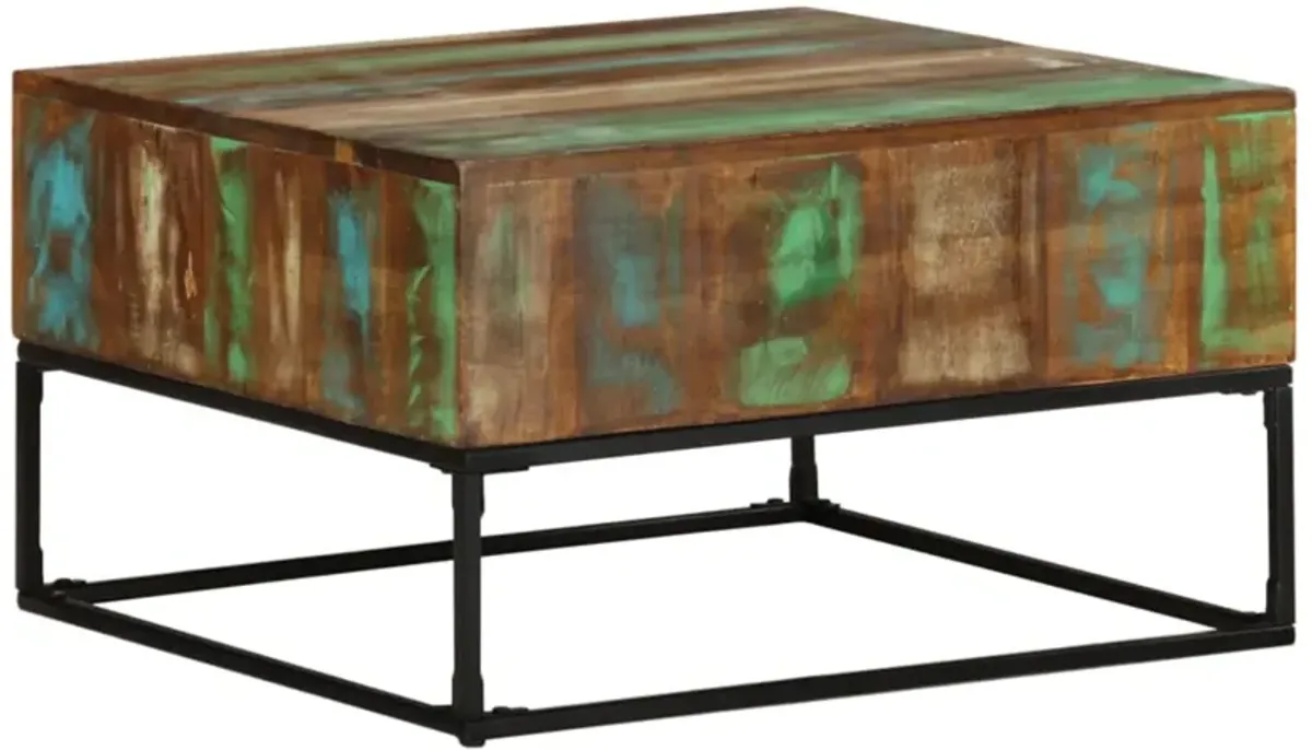 vidaXL Coffee Table 26.8"x26.8"x16.1" Solid Reclaimed Wood