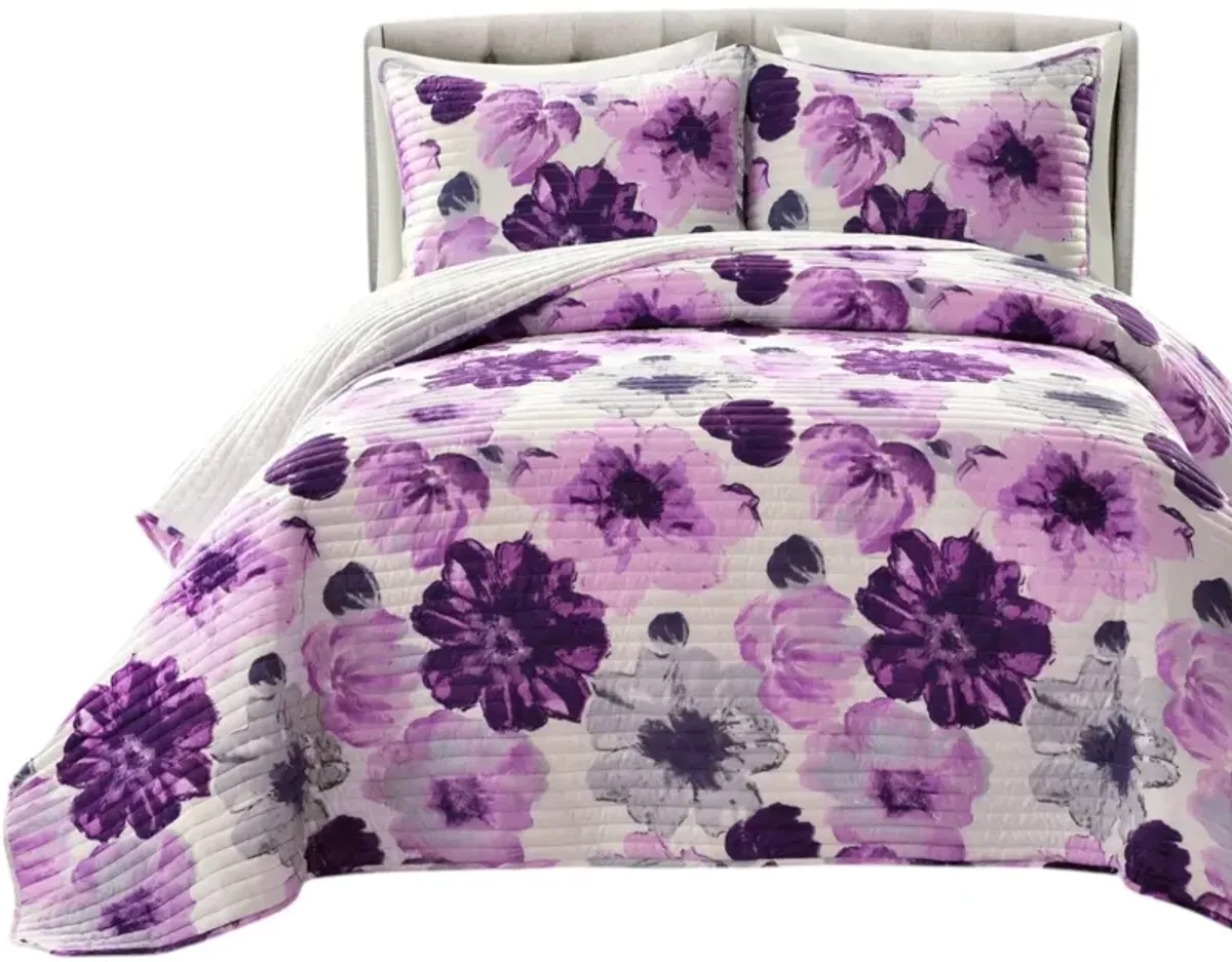 Floral Microfiber Quilt Set Lightweight Bedding for All Season Comfort