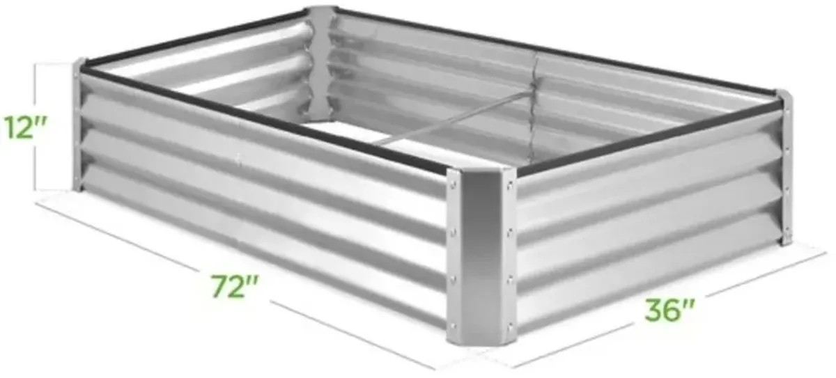 QuikFurn Silver 6 ft x 3 ft Steel Rust Resistant Open Bottom Raised Garden Planter Bed