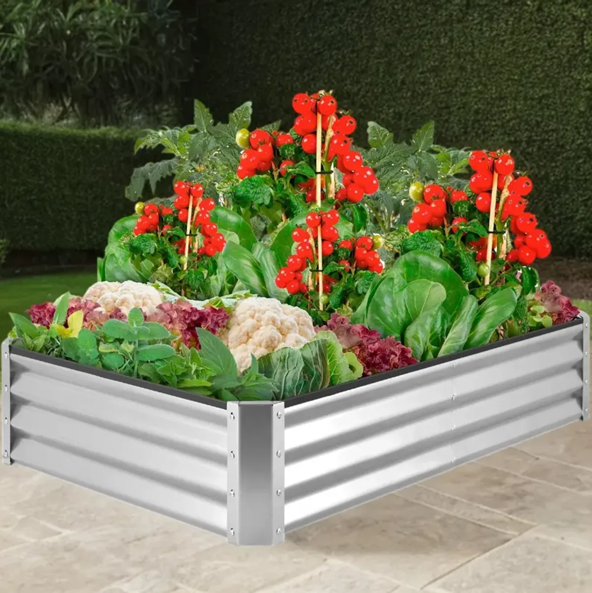 QuikFurn Silver 6 ft x 3 ft Steel Rust Resistant Open Bottom Raised Garden Planter Bed