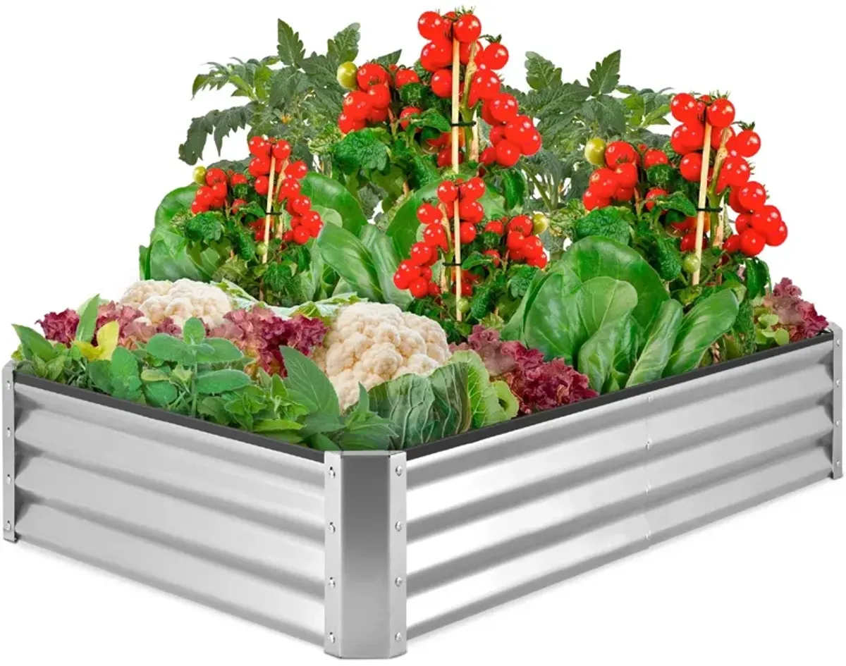 QuikFurn Silver 6 ft x 3 ft Steel Rust Resistant Open Bottom Raised Garden Planter Bed