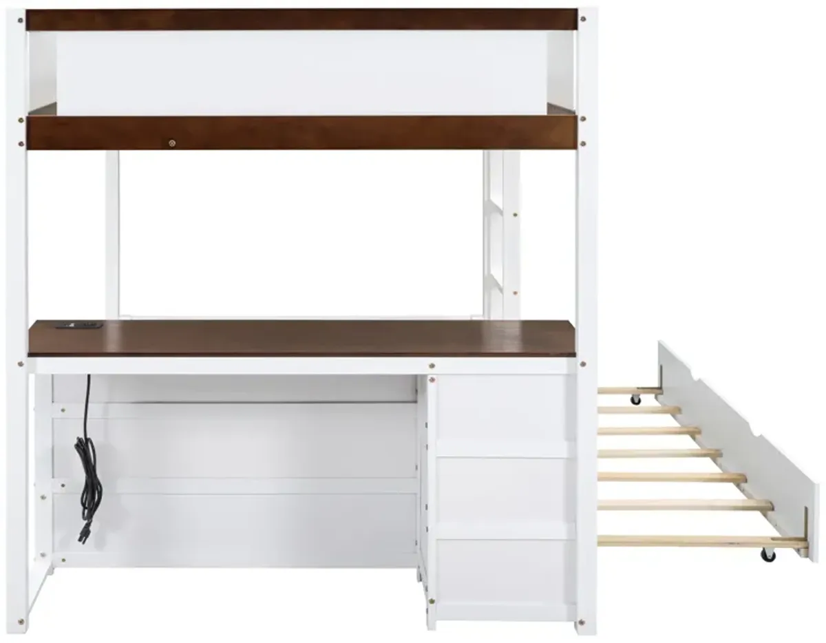 Merax  Bunk Bed with Trundle and Desk