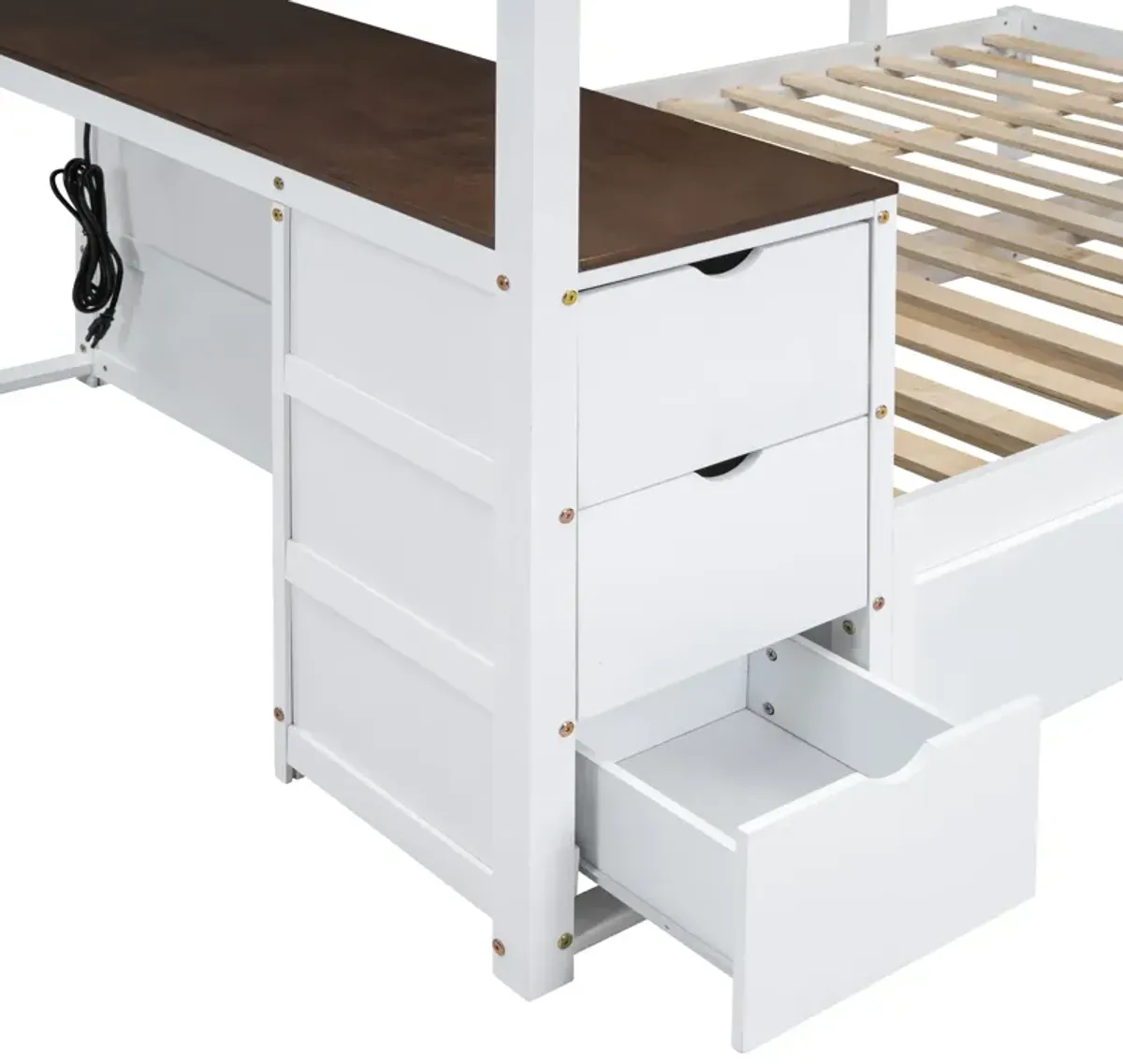 Merax  Bunk Bed with Trundle and Desk