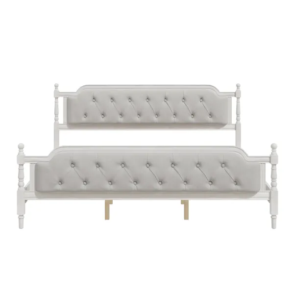 Merax Traditional Style Platform Bed Frame with Tufted Headboard