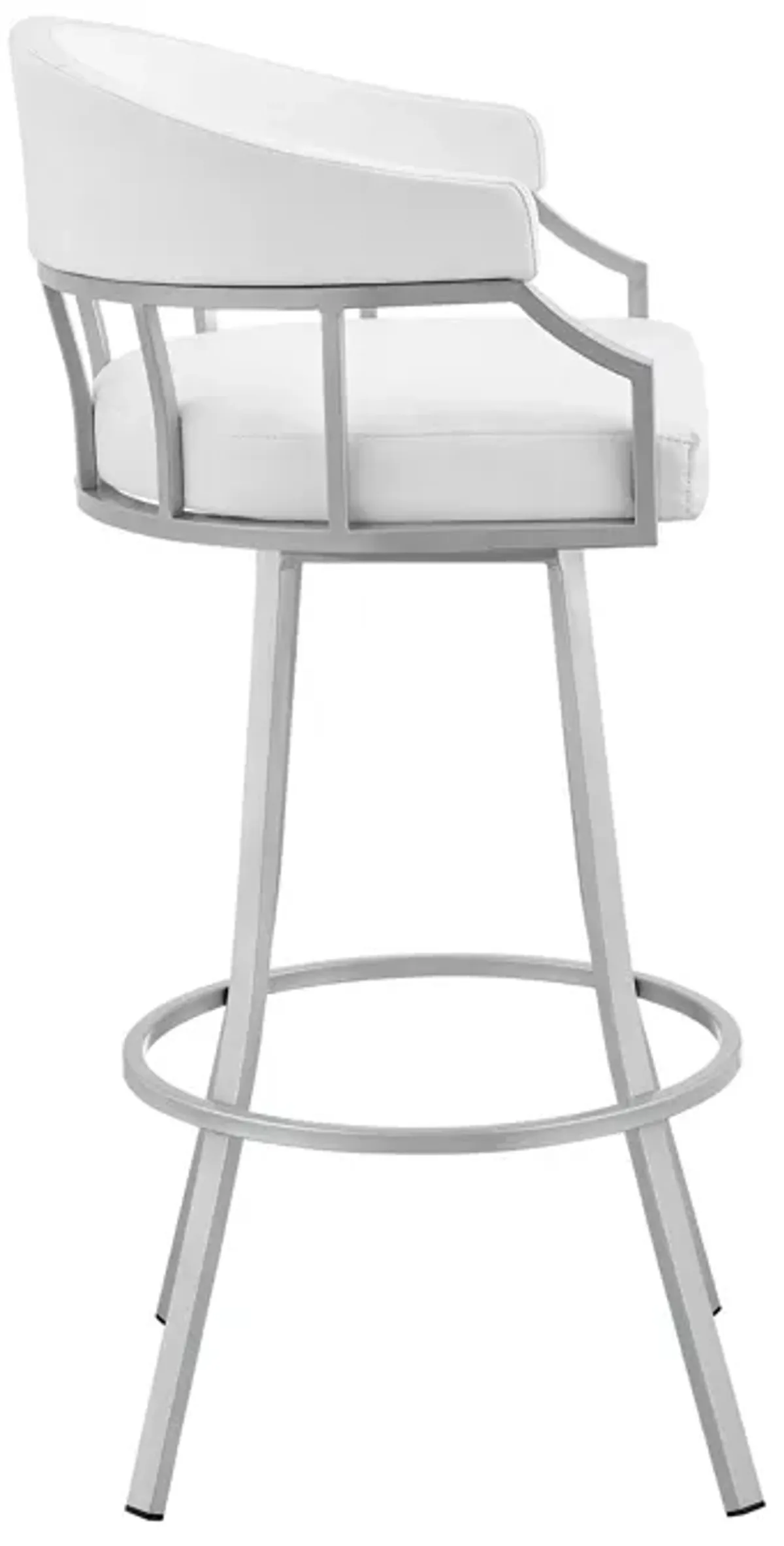 Palmdale  Swivel Slate Grey Faux Leather and Black Metal Bar Stool