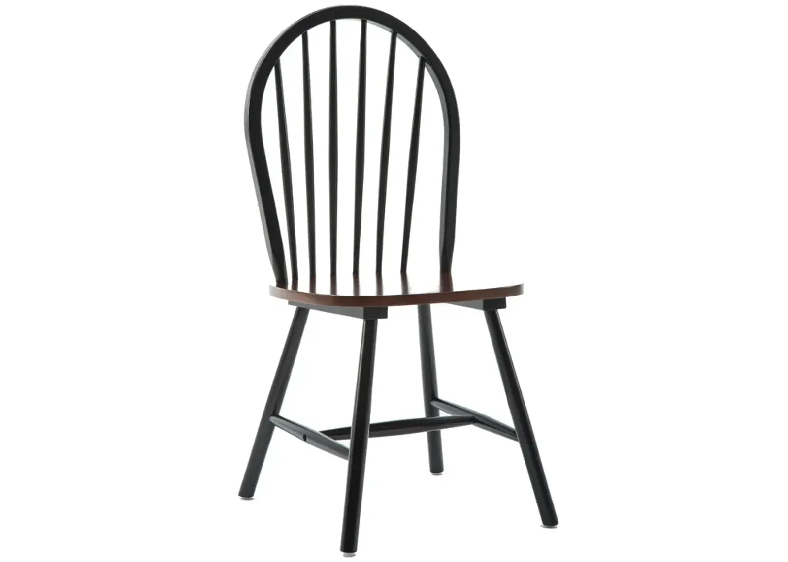 Nova 18 Inch Windsor Dining Chair, Set of 2, Farmhouse Style, Black, Brown-Benzara