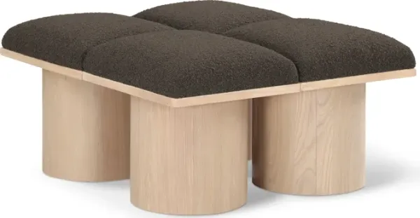 Meridian Furniture Pavilion Brown Boucle Fabric Bench