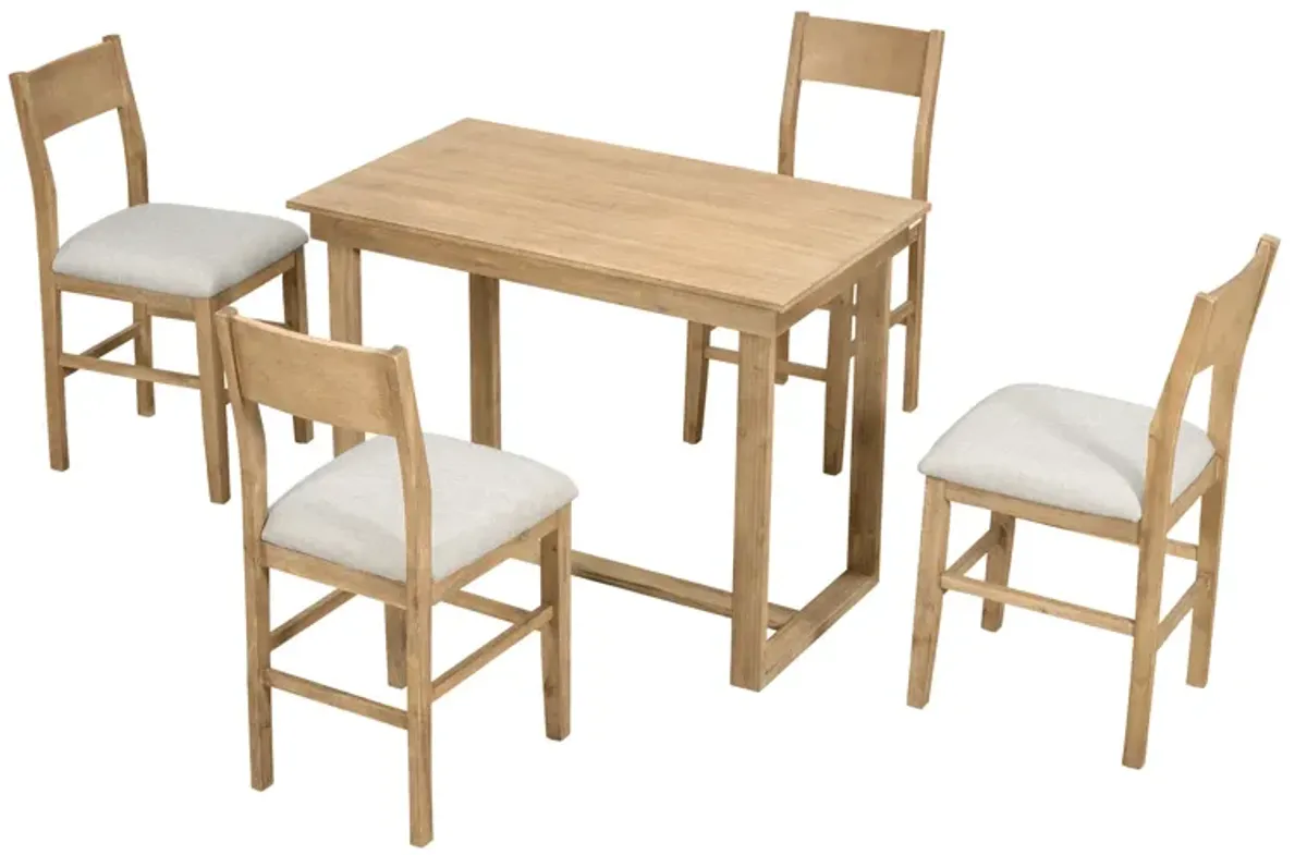 Merax Farmhouse Counter Height 5-Piece Dining Table Set