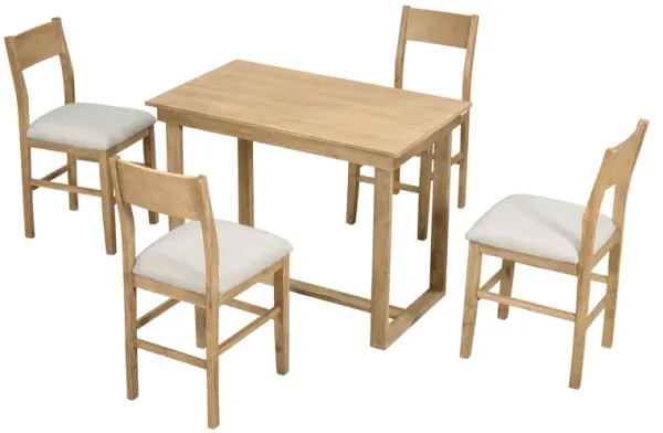 Merax Farmhouse Counter Height 5-Piece Dining Table Set