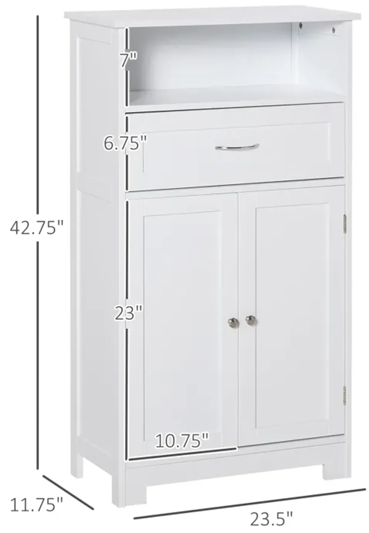 White Bathroom Vanity: Small Freestanding Medicine Cabinet with Adjustable Shelf