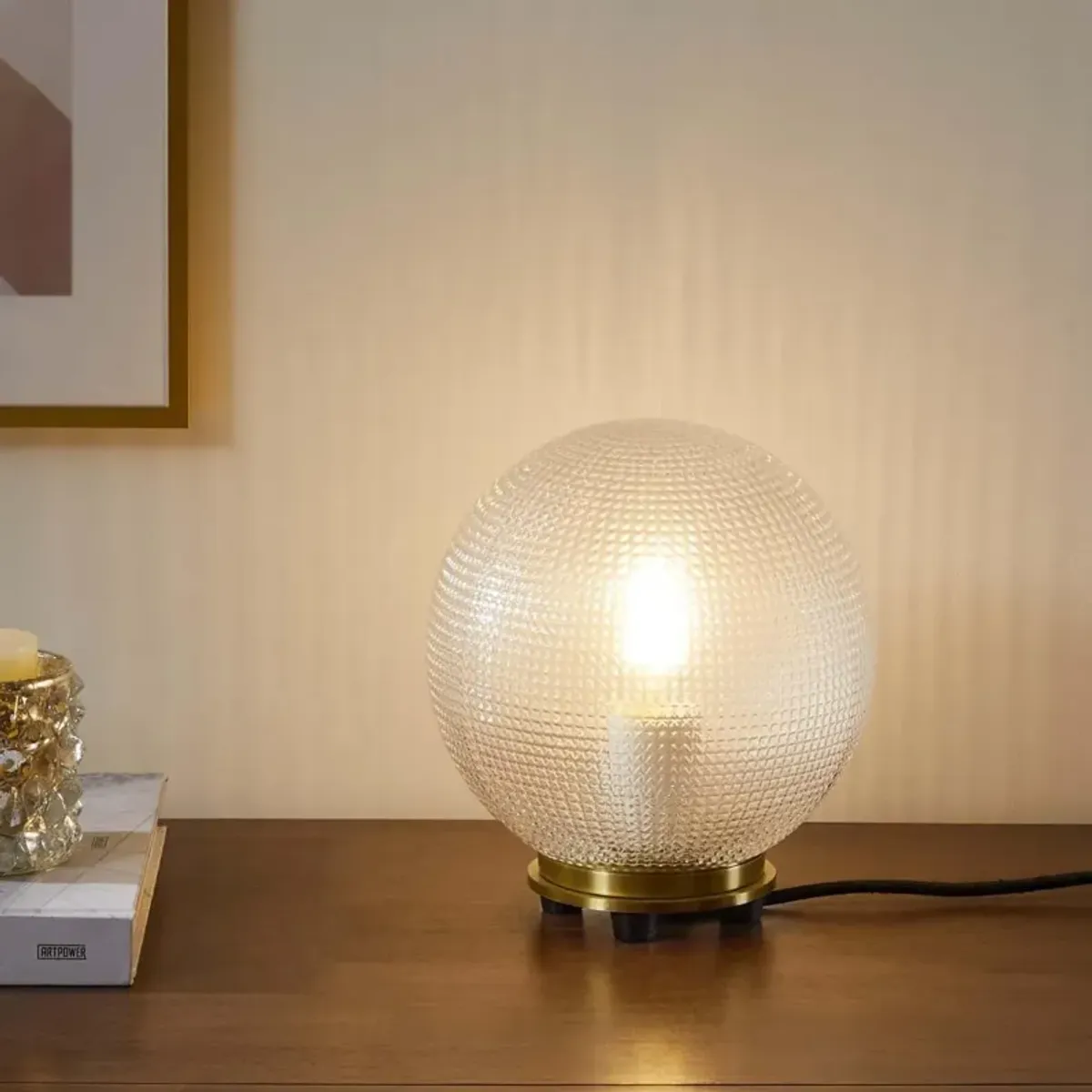 Modway Destiny 1-Light Modern Glass Table Lamp in Satin Brass