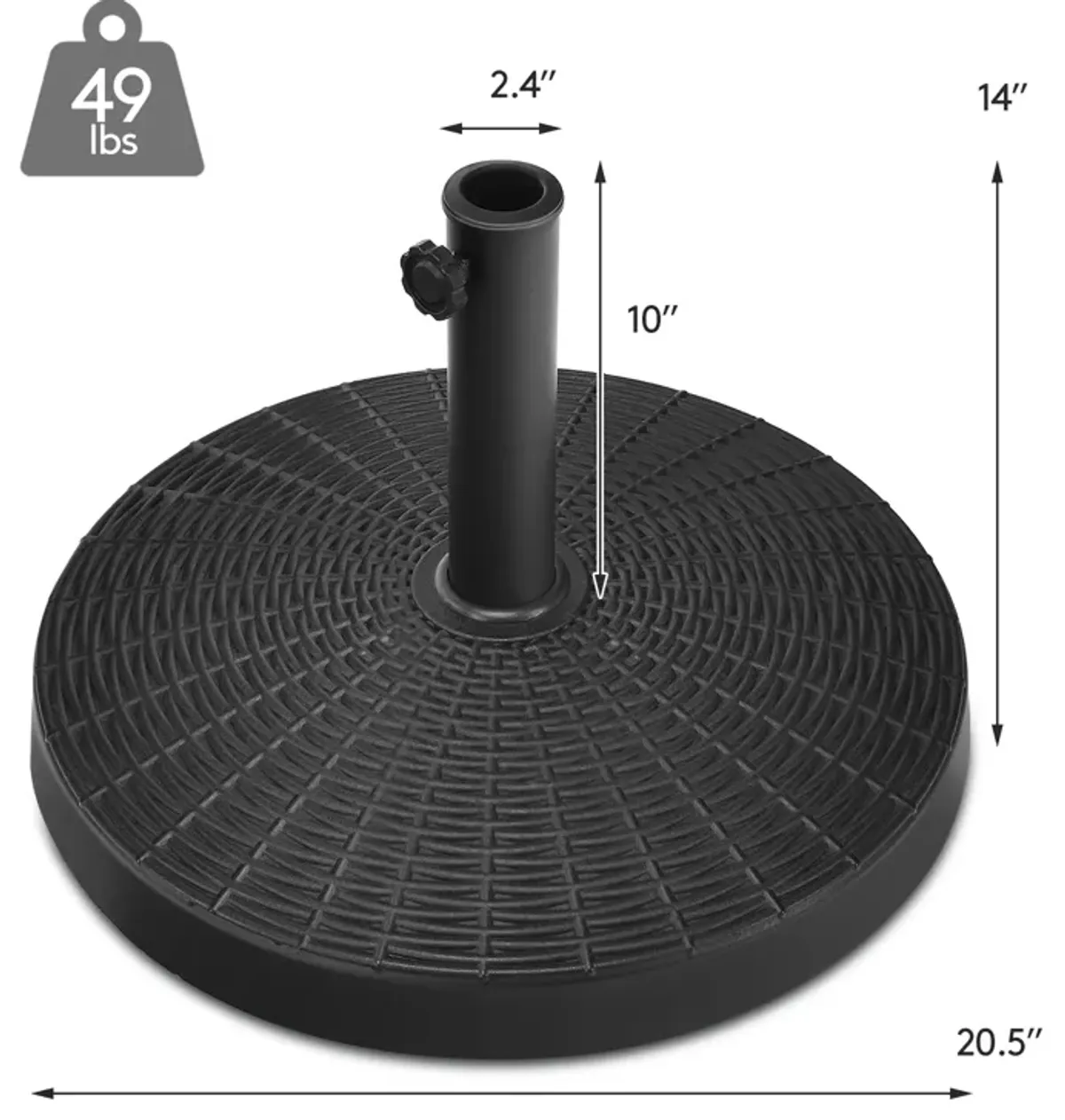 49 LBS Patio Resin Umbrella Base Stand for Outdoor