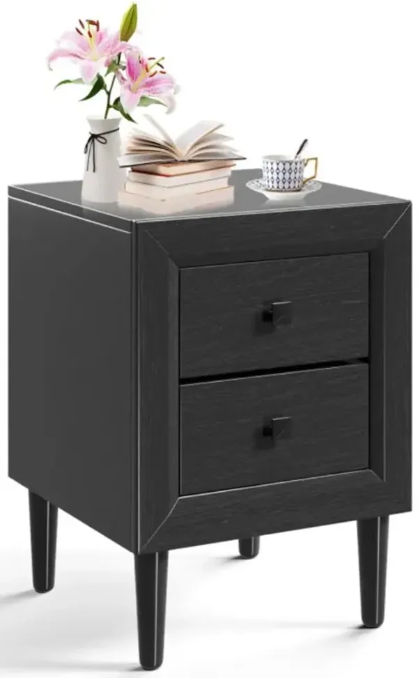 Hivago Multipurpose Retro Bedside Nightstand with 2 Drawers