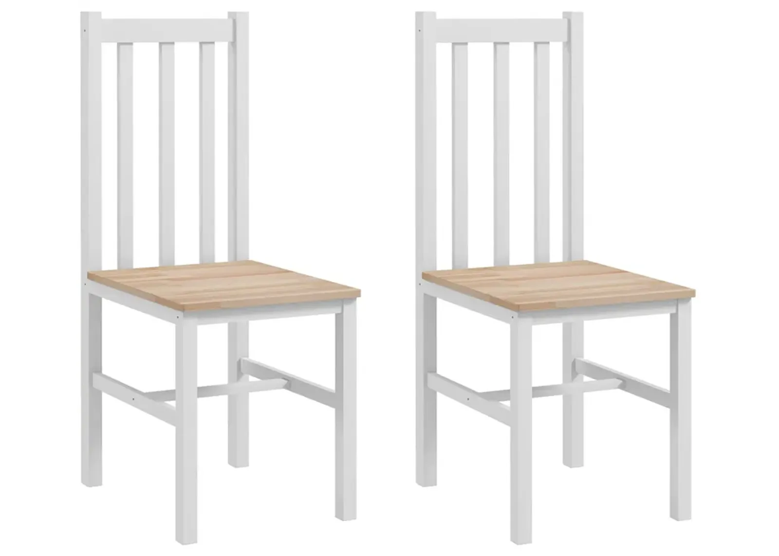 HOMCOM Dining Chairs, Set of 4 Farmhouse Kitchen Chairs with Slat Back, Pine Wood Seating for Living Room and Dining Room, White